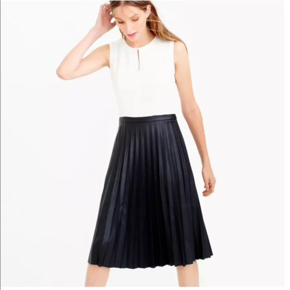 J. Crew Pleated Faux Leather Dress with pockets!